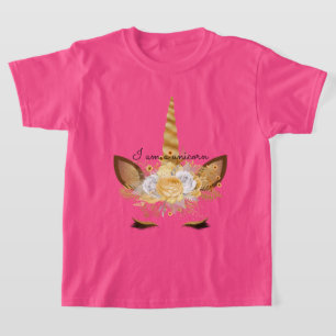 Goldenes Einhorn Blumenmuster T-Shirt