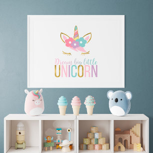Goldenes Einhorn Gesicht Mädchenzimmer Poster