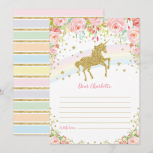 Goldenes Einhorn-Zeitkapsel-Rosa-Rosen-Grußkarte Einladung
