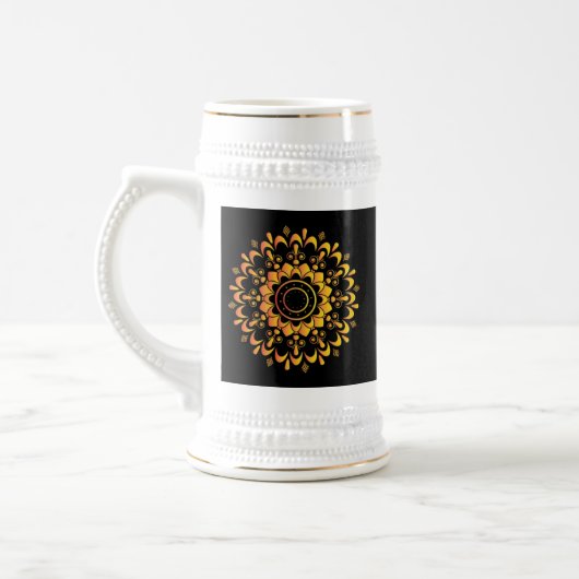 Goldenes einzigartiges Mandala-Design-95747 Bierglas (Links)
