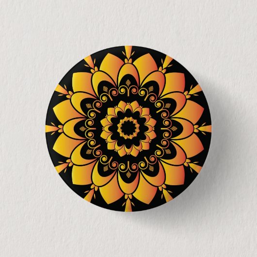 Goldenes einzigartiges Mandala-Design Button (Vorderseite)