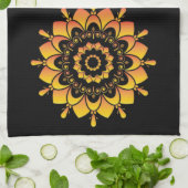 Goldenes einzigartiges Mandala-Design Geschirrtuch (Gefaltet)