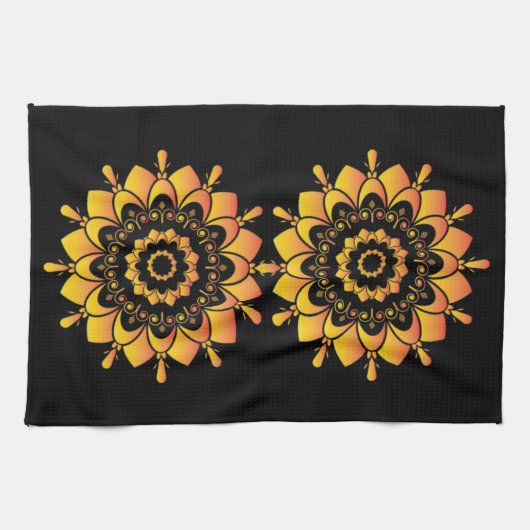 Goldenes einzigartiges Mandala-Design Geschirrtuch (Horizontal)