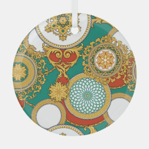 Goldenes elegantes Arabesken-Hintergrundbild Ornament Aus Glas