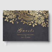 Goldenes, elegantes Hochzeitsgast-Gästebuch Gästebuch (Vorderseite)