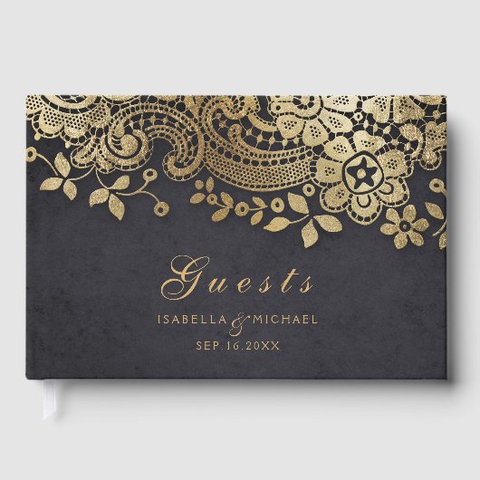 Goldenes, elegantes Hochzeitsgast-Gästebuch Gästebuch (Vorderseite)