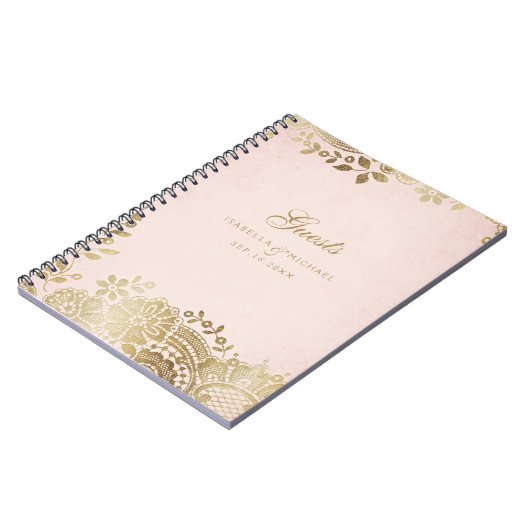 Goldenes, elegantes Hochzeitsgast-Gästebuch Notizblock (Linke Seite)