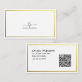 Goldenes elegantes Monogramm mit Qr-Code Visitenkarte (Vorne/Hinten)