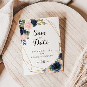 Goldenes Elegantes Winterfloral Save the Date Postkarte
