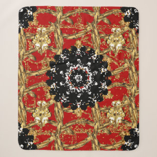 Goldenes Element auf rotem Hintergrund. Vintage Il Sherpadecke