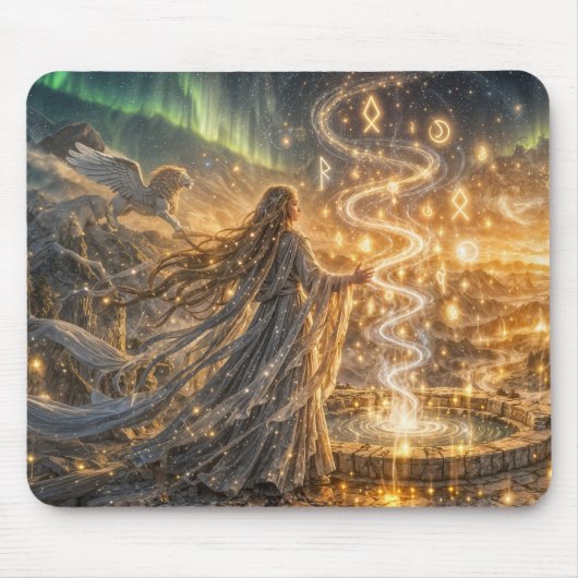 Goldenes Elfen-Fantasy-Licht – Impressionistische  Mousepad (Vorne)