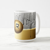 Goldenes Emblem mit tropfender Silberfarbe Kaffeetasse (VorderseiteRechts)