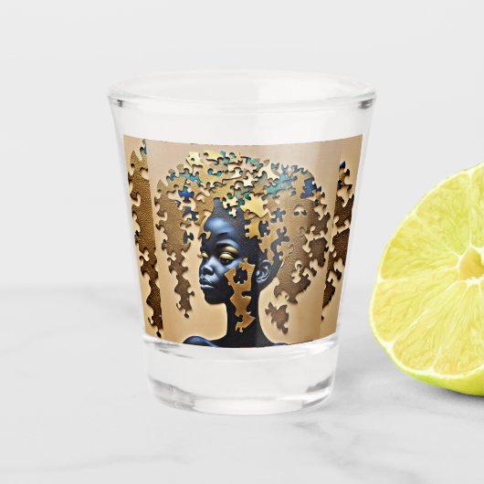 Goldenes Erwachen des Geistes – Kunst der Seelengö Schnapsglas (Vorderseite)