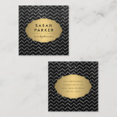 Goldenes Etikett mit Zickzack Muster aus Metall Quadratische Visitenkarte (Vorne/Hinten)