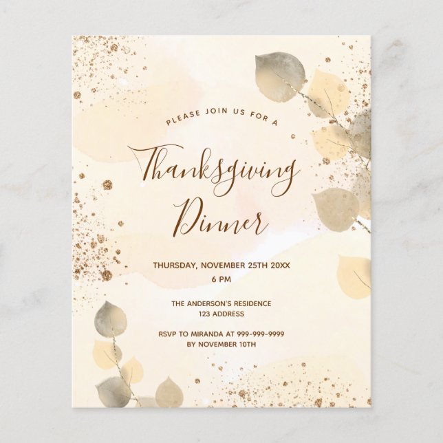 Goldenes fallfolien Erntedank Abendessen (Vorderseite)