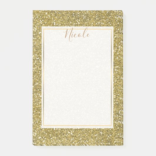 Goldenes falsches Funkelglitter Post-it Klebezettel (Vorderseite)