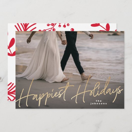 Goldenes Familienurlaub Weihnachten Happy Holiday (Vorne/Hinten)