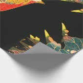 Goldenes Fasan im Schnee Antike Japanische Blume Geschenkpapier (Ecke)