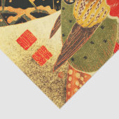 Goldenes Fasan im Schnee Antike Japanische Blume Seidenpapier (Detail)