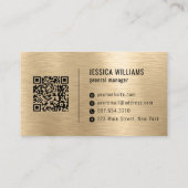Goldenes Faux-Bürstenmetall-Professionelles QR-Cod Visitenkarte (Rückseite)