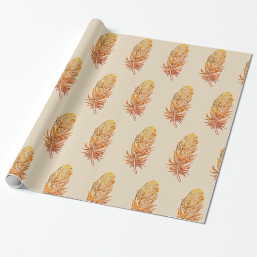 Goldenes Feather-Glossy Wrapping Paper, 30 in x 2 Geschenkpapier (Ungerollt)