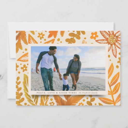 Goldenes festes botanisches Foto Weihnachten (Vorderseite)