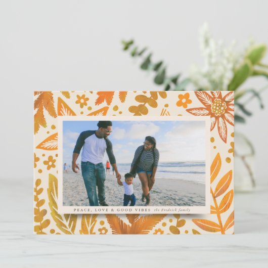 Goldenes festes botanisches Foto Weihnachten (Stehend Vorderseite)