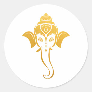 Goldenes festliches Hindu-Hochzeits-Ganesh   Indis Runder Aufkleber