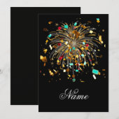 Goldenes Feuerwerk & Konfetti-Feier Einladung (Vorne/Hinten)