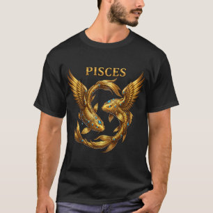 Goldenes Fische Sternzeichen Geflügeltes Fischdesi T-Shirt