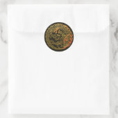 Goldenes Flammen-Drachen-Emblem Runder Aufkleber (Tasche)