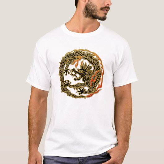 Goldenes Flammen-Drachen-Emblem T-Shirt (Vorderseite)