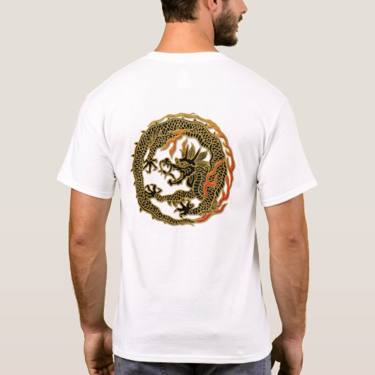 Goldenes Flammen-Drachen-Emblem T-Shirt (Rückseite)