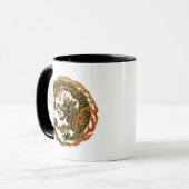 Goldenes Flammen-Drachen-Emblem Tasse (Vorderseite Links)