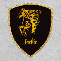 Goldenes Flammenpferd mit individuelle Name