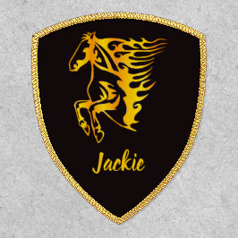 Goldenes Flammenpferd mit individuelle Name