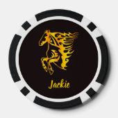 Goldenes Flammenpferd mit individuelle Name Pokerchips (Rückseite)