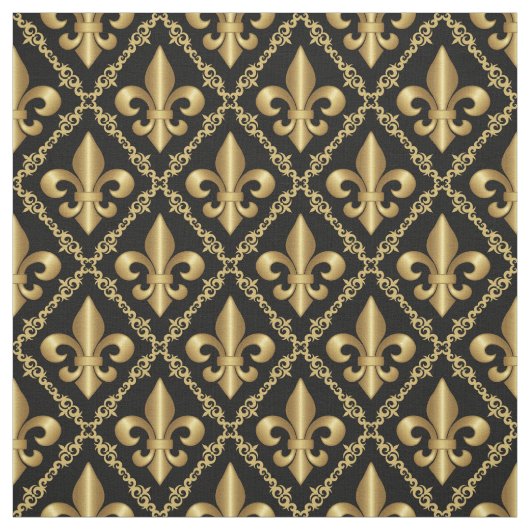 Goldenes Fleur-de-Lis-Muster Stoff (Muster)