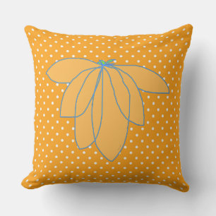 Goldenes Floral auf Orange Weißen Punkten Kissen