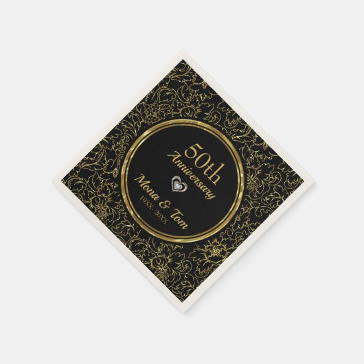 Goldenes Floral Damask Muster Serviette (Ecke)