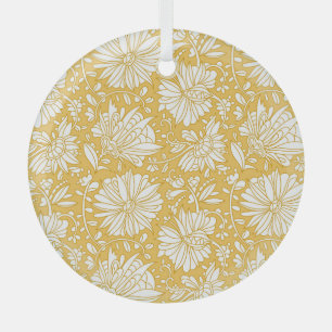Goldenes florales Doodle, abstrakt handgezeichnet Ornament Aus Glas