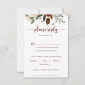 Goldenes, florales Hochzeitsmenü UAWG RSVP Karte (Vorderseite)