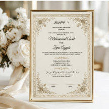 Goldenes florales muslimisches Nikkah Nama-Zertifi