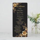 Goldenes florales verziertes Rahmen-Hochzeitsprogr Programm (Stehend Vorderseite)