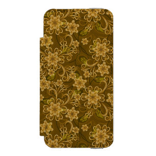 Goldenes florales Vintage-Muster Incipio Watson™ iPhone 5 Geldbörsen Hülle