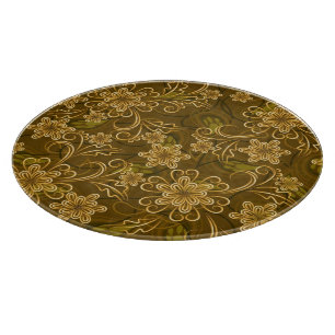 Goldenes florales Vintage-Muster Schneidebrett