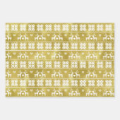 Goldenes Foil Rentier Schneeflockenmuster und Gold Geschenkpapier Set (Vorderseite 3)