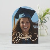 Goldenes Foto Arch Abschluss Einladung (Stehend Vorderseite)