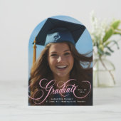 Goldenes Foto Arch Abschluss Einladung (Stehend Vorderseite)