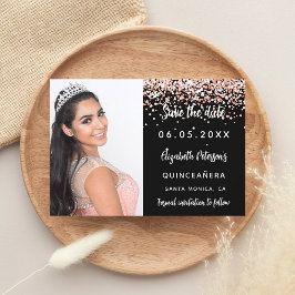 Goldenes Foto aus Quinceanera-Rose Save the Date Ankündigungspostkarte